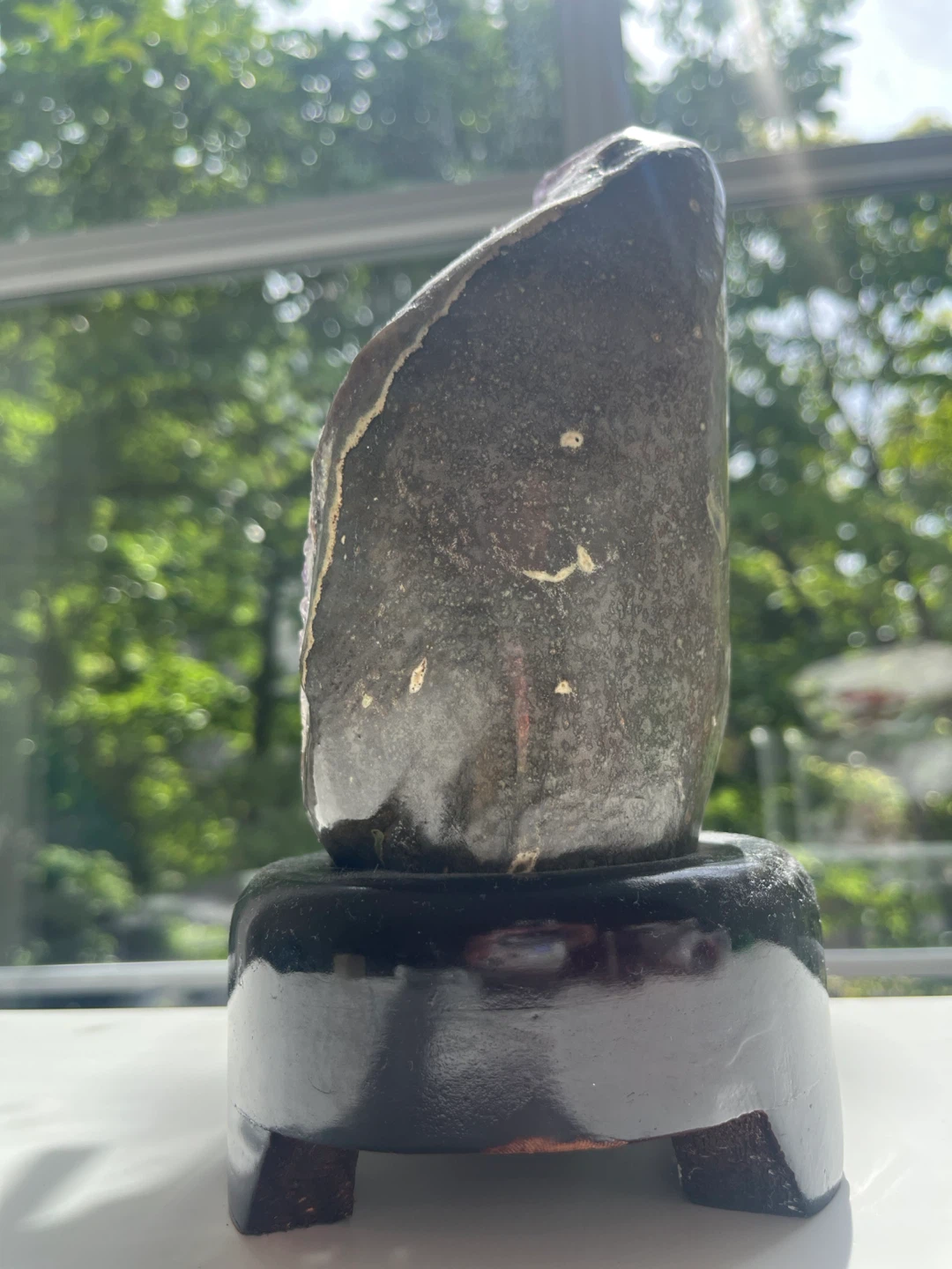 Amethyst Crystal Geode on Wooden Stand - photo 2
