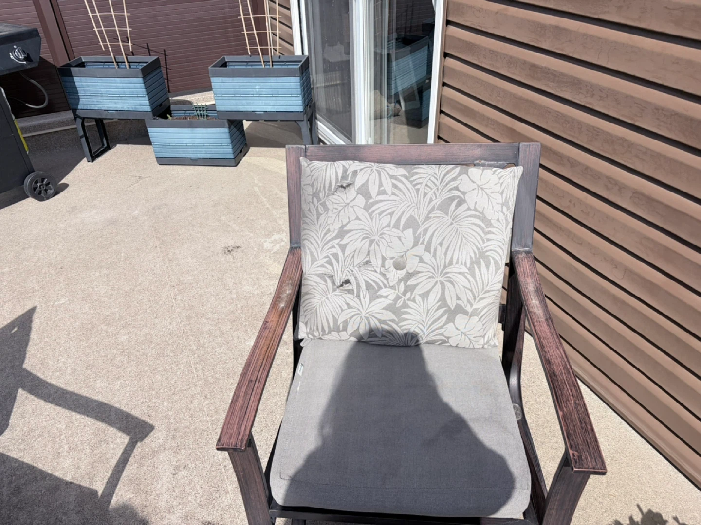Outdoor Loveseat with Grey Cushions and chairs - photo 3