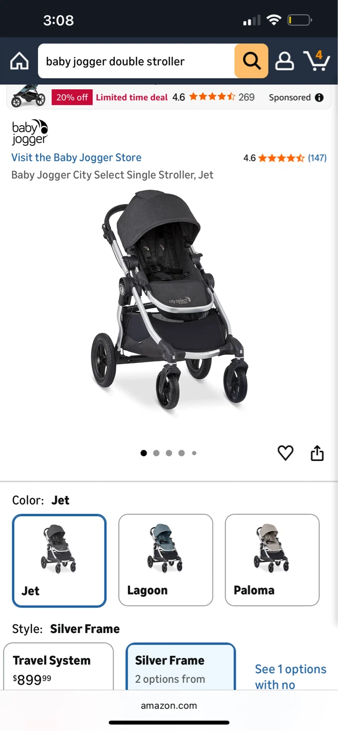 Baby Jogger City Select Single Stroller Jet
