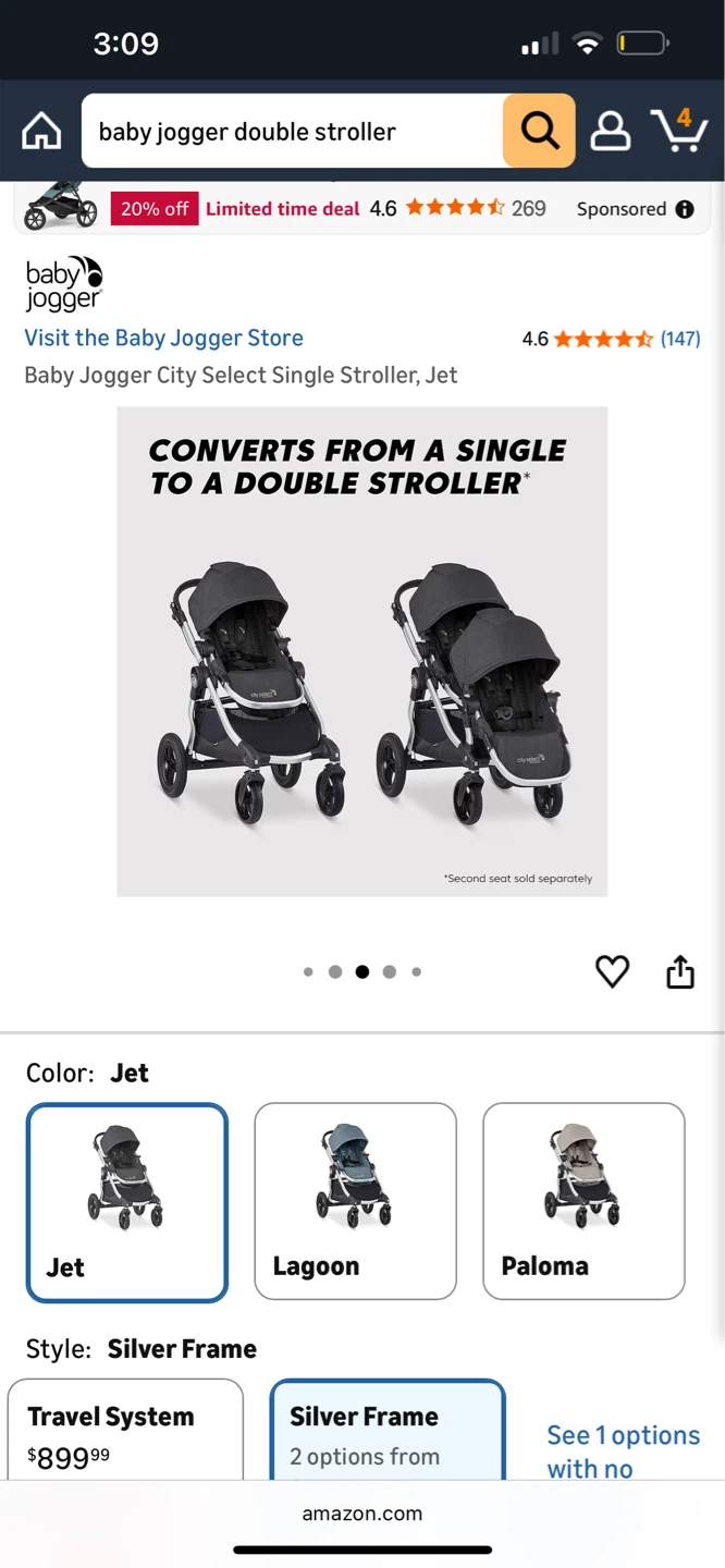 Baby Jogger City Select Single Stroller Jet - photo 5