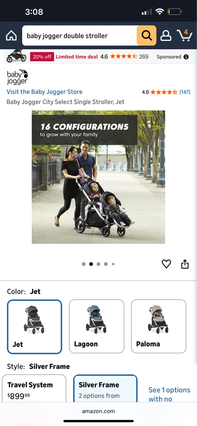 Baby Jogger City Select Single Stroller Jet - photo 2