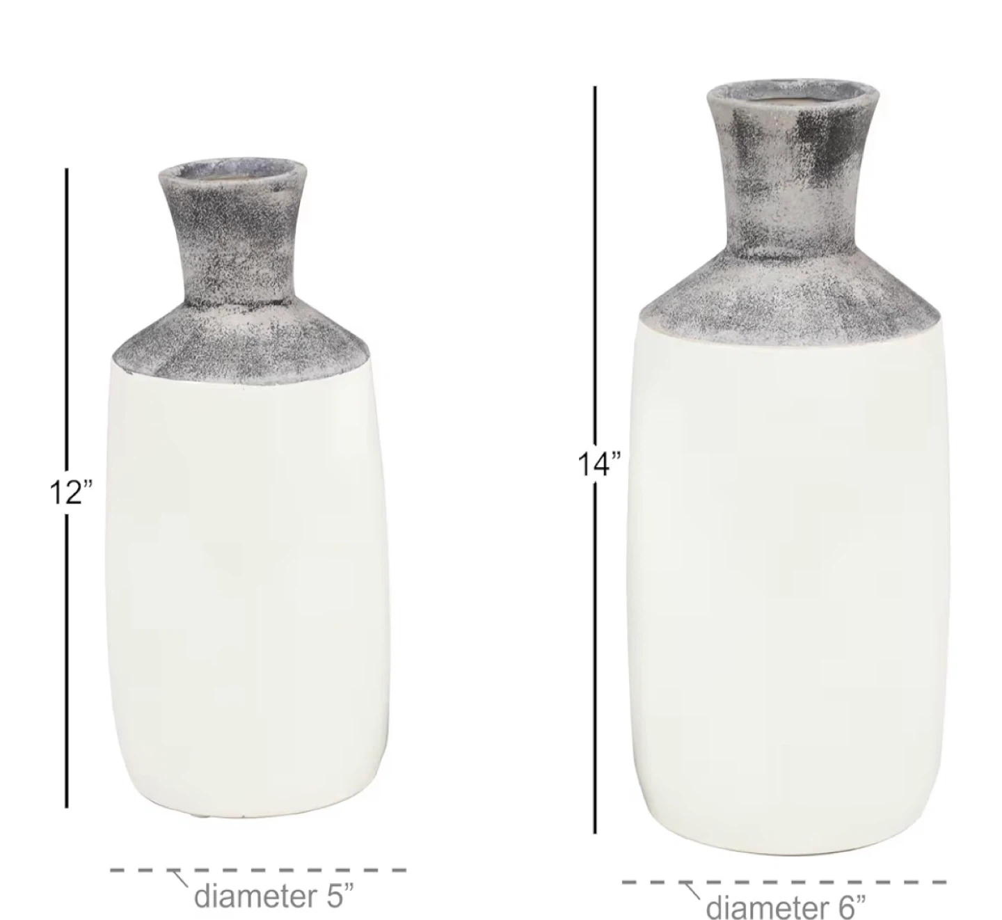 Set of 2 White and Grey Ceramic Vases - photo 2