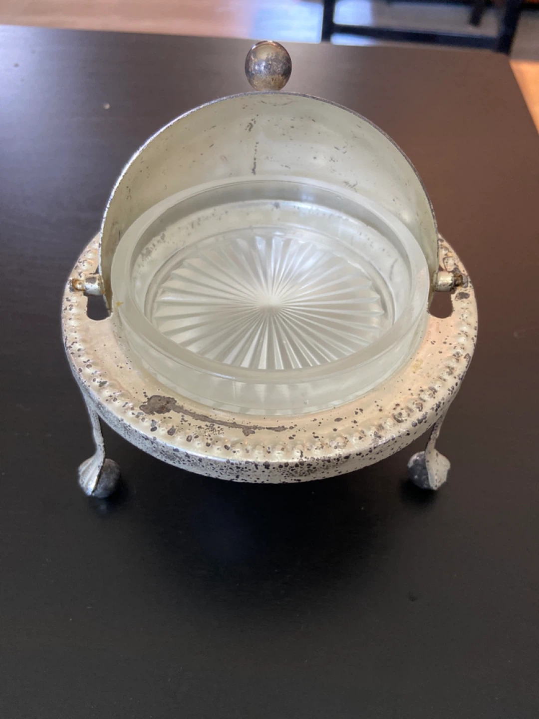 Vintage Silver Plated Butter Dish with Glass Insert