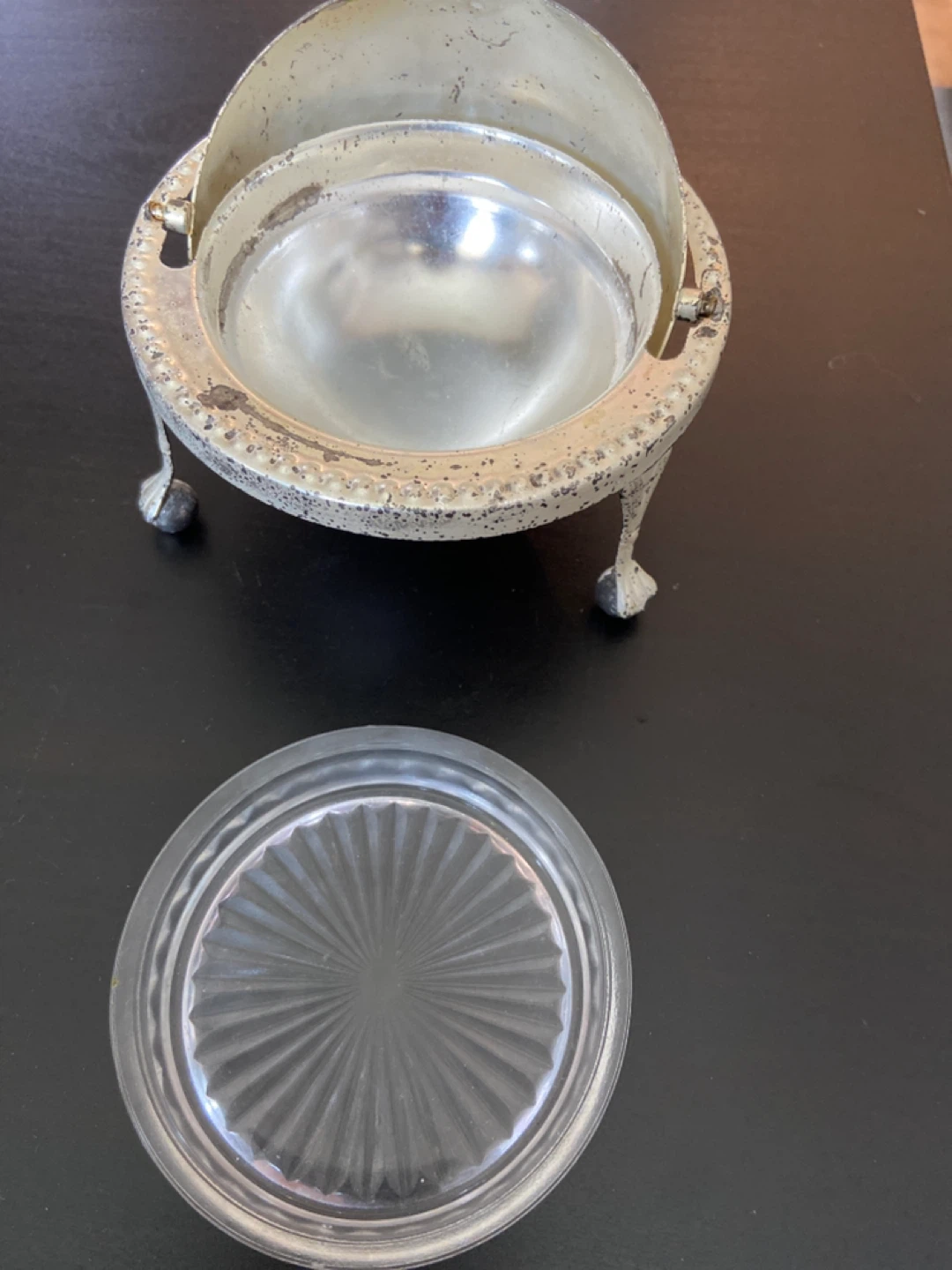 Vintage Silver Plated Butter Dish with Glass Insert - photo 4