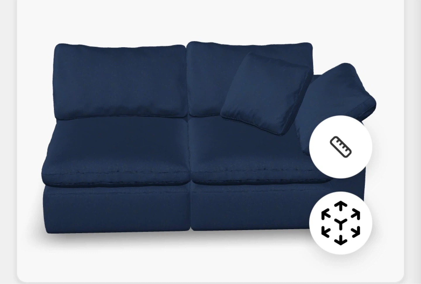 Comfy Modular Sofa - 2-Seater Right-Arm - Navy Blue - photo 2