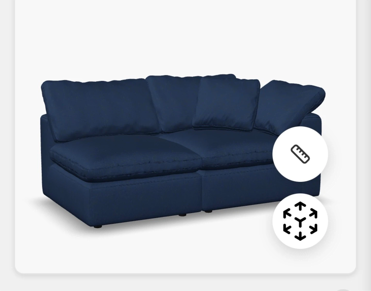 Comfy Modular Sofa - 2-Seater Right-Arm - Navy Blue