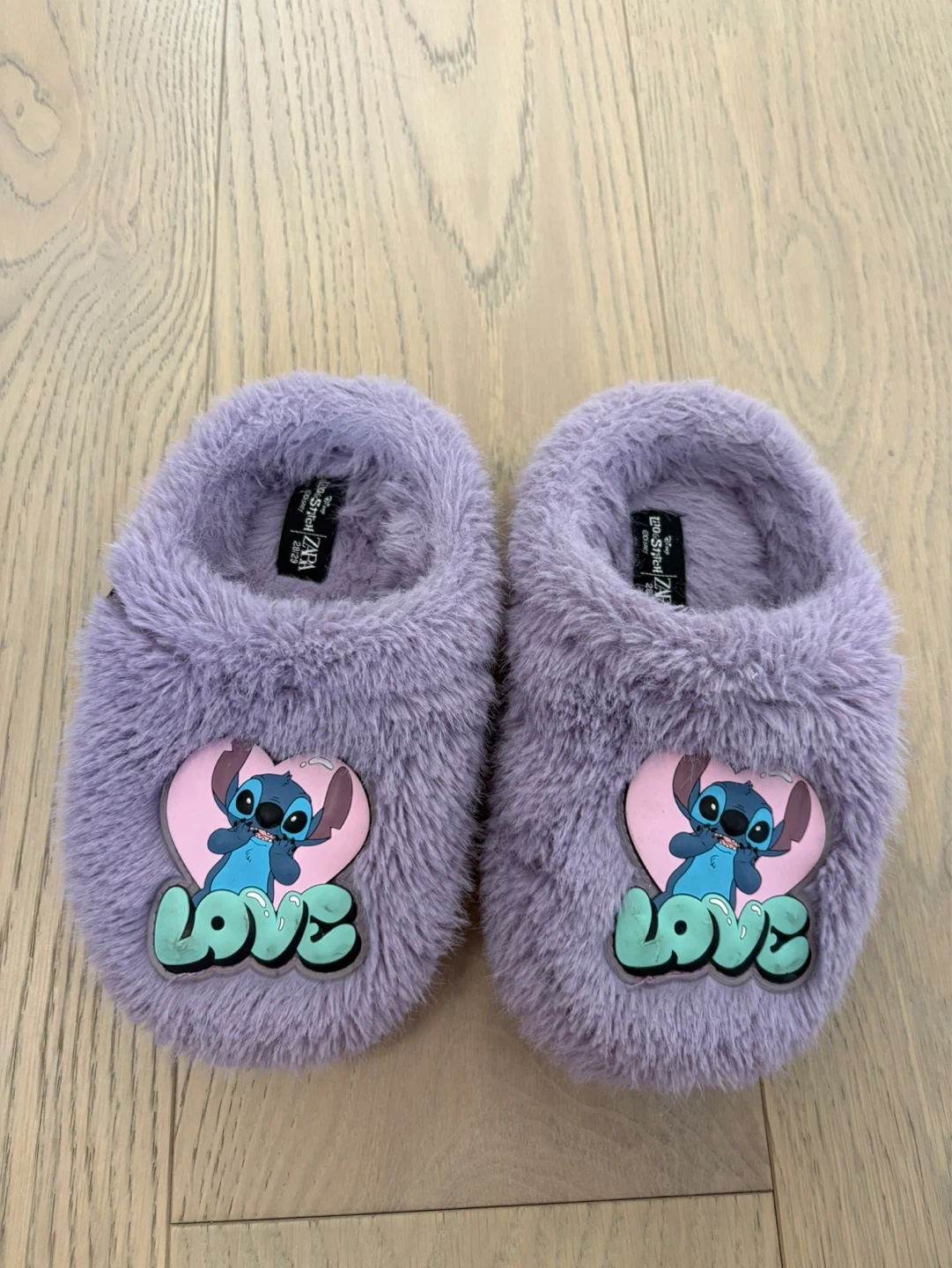 Zara Stitch Love Slippers - Purple - Size 28/29