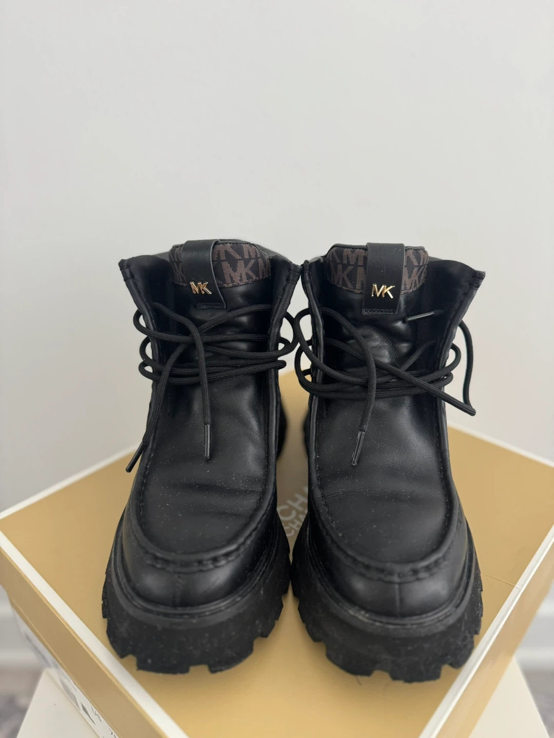 Michael Kors Black Leather Lace-Up Boots - Size 7 - photo 3