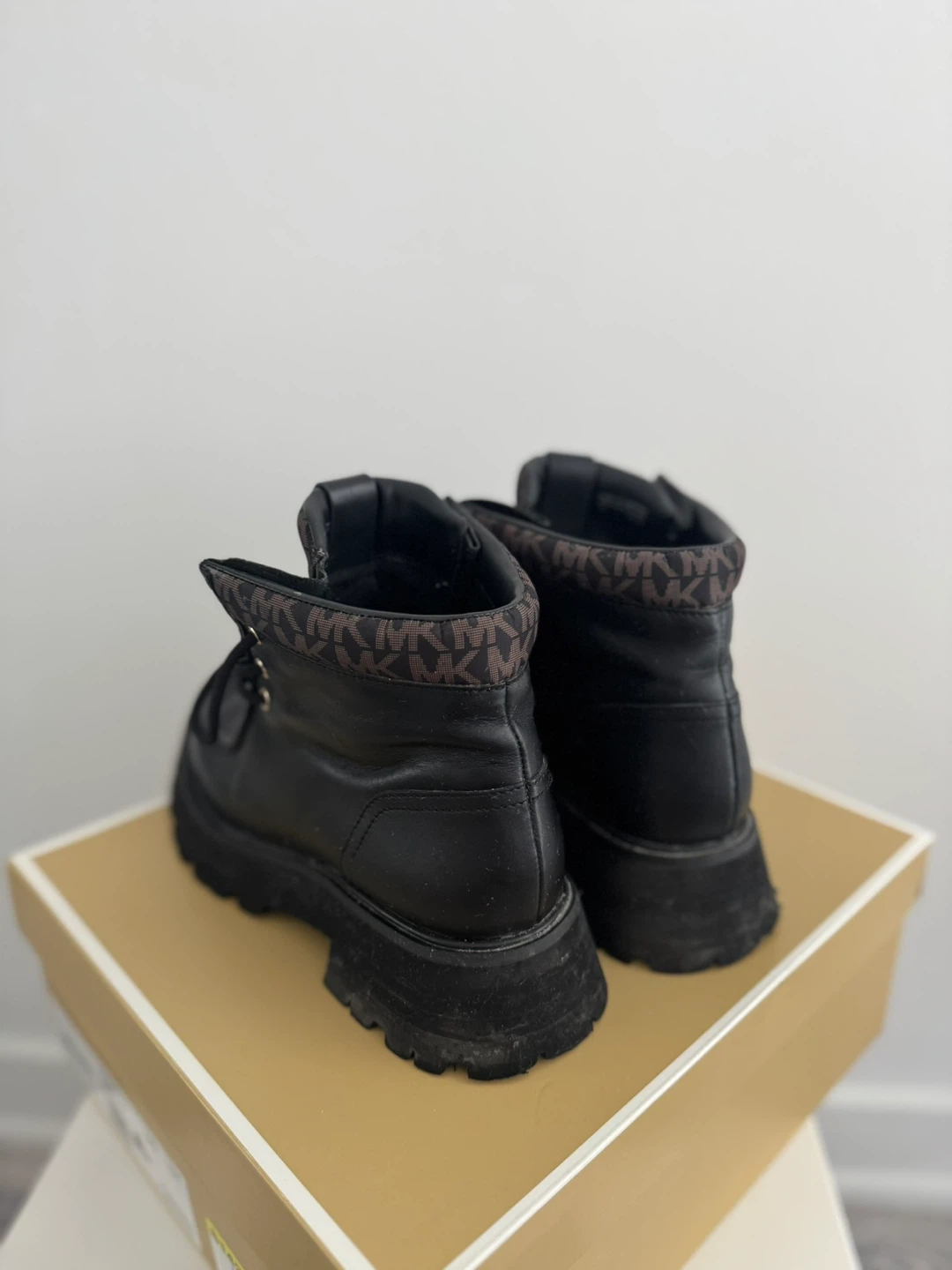 Michael Kors Black Leather Lace-Up Boots - Size 7 - photo 2