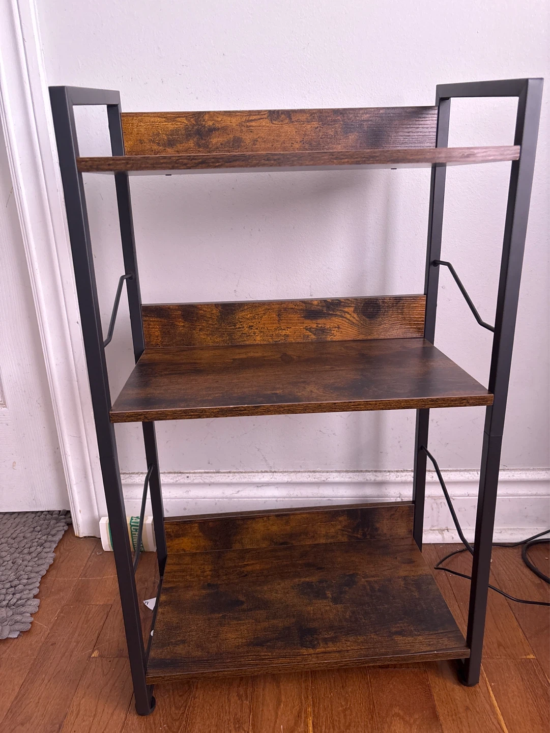3-Tier Bookshelf with Rustic Wood and Black Metal Frame
