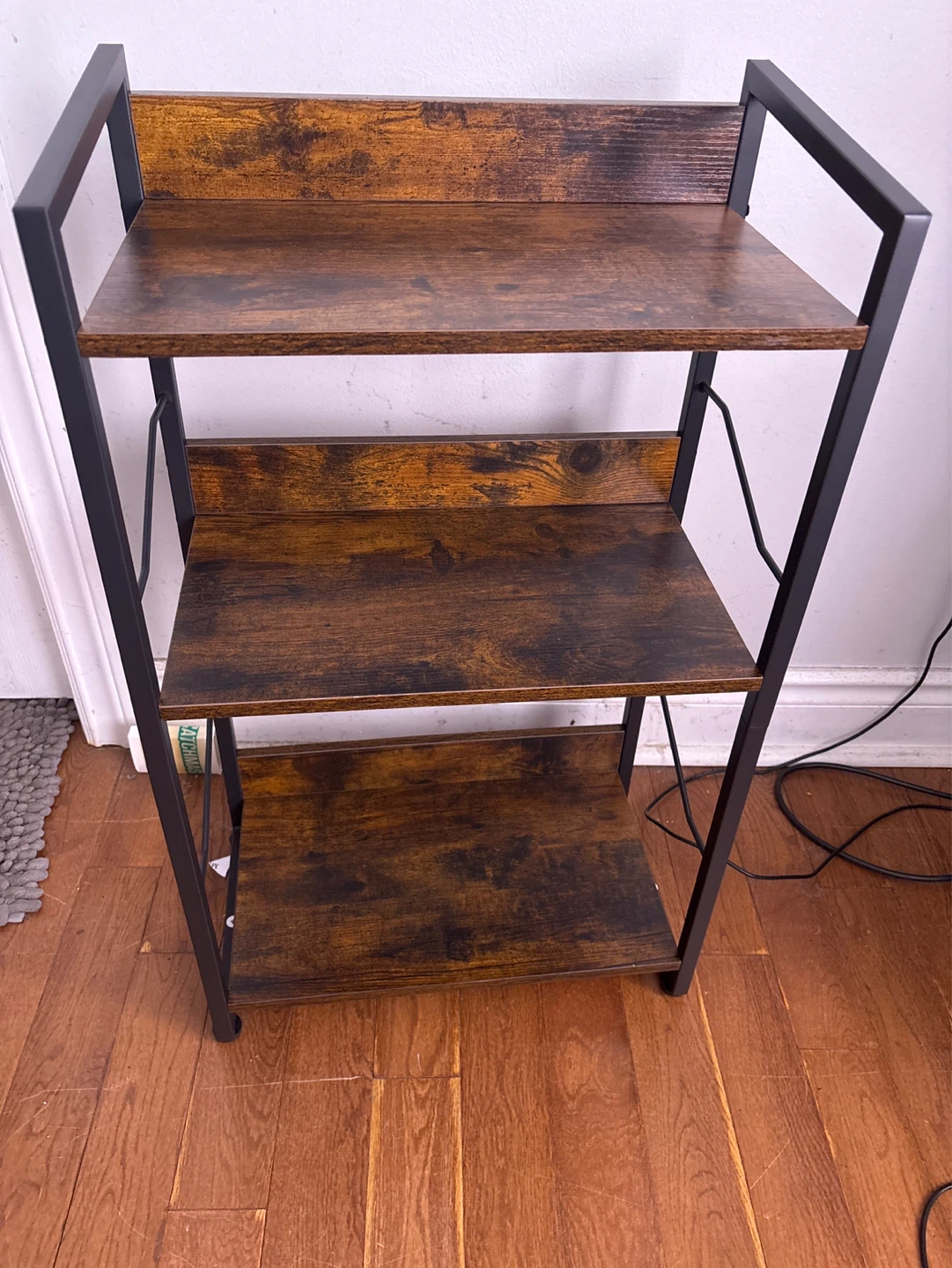 3-Tier Bookshelf with Rustic Wood and Black Metal Frame - photo 2