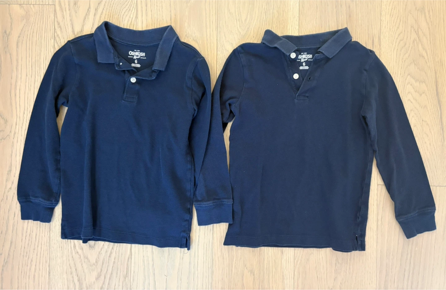 OshKosh B'gosh Kids Long Sleeve Polo Shirts Size 6 - Set of 2