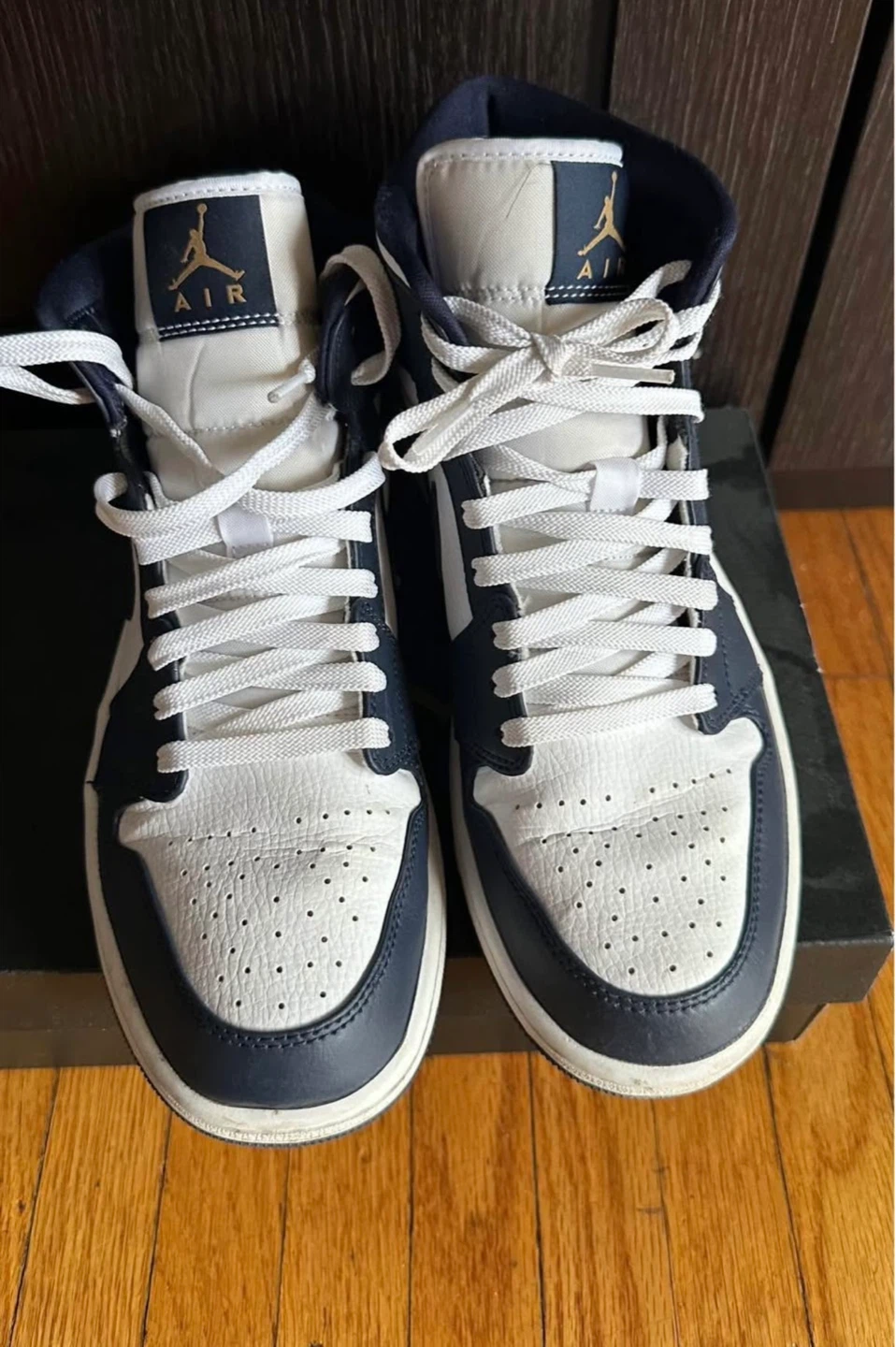 Air Jordan 1 Mid Navy White Sneakers - photo 3
