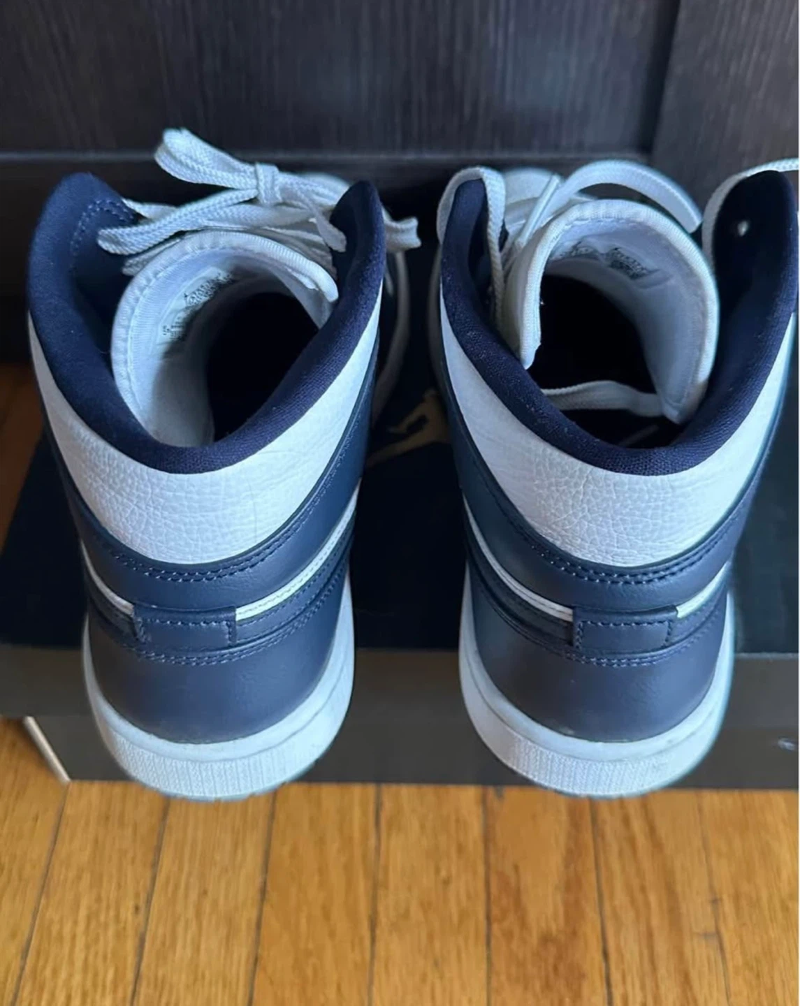 Air Jordan 1 Mid Navy White Sneakers - photo 2