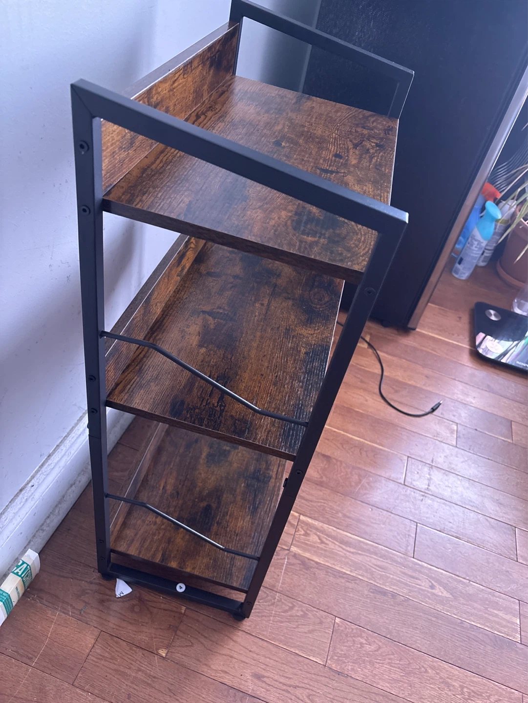 3-Tier Bookshelf with Rustic Wood and Black Metal Frame - photo 5