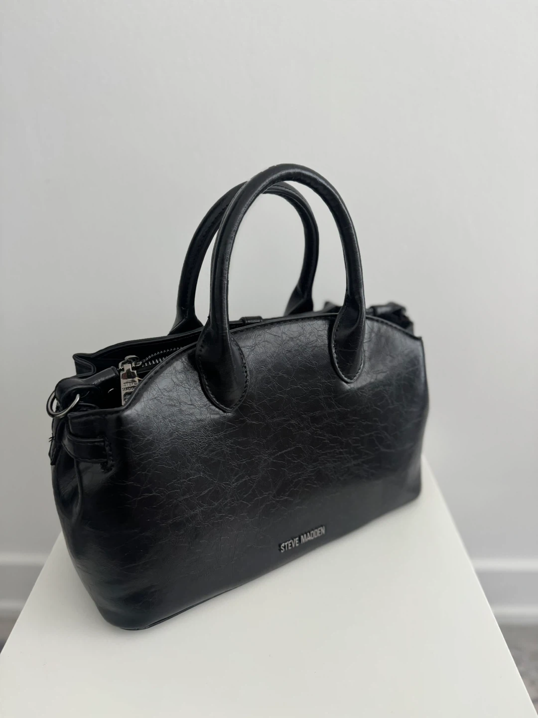 Black Steve Madden Satchel Purse with Shoulder Strap