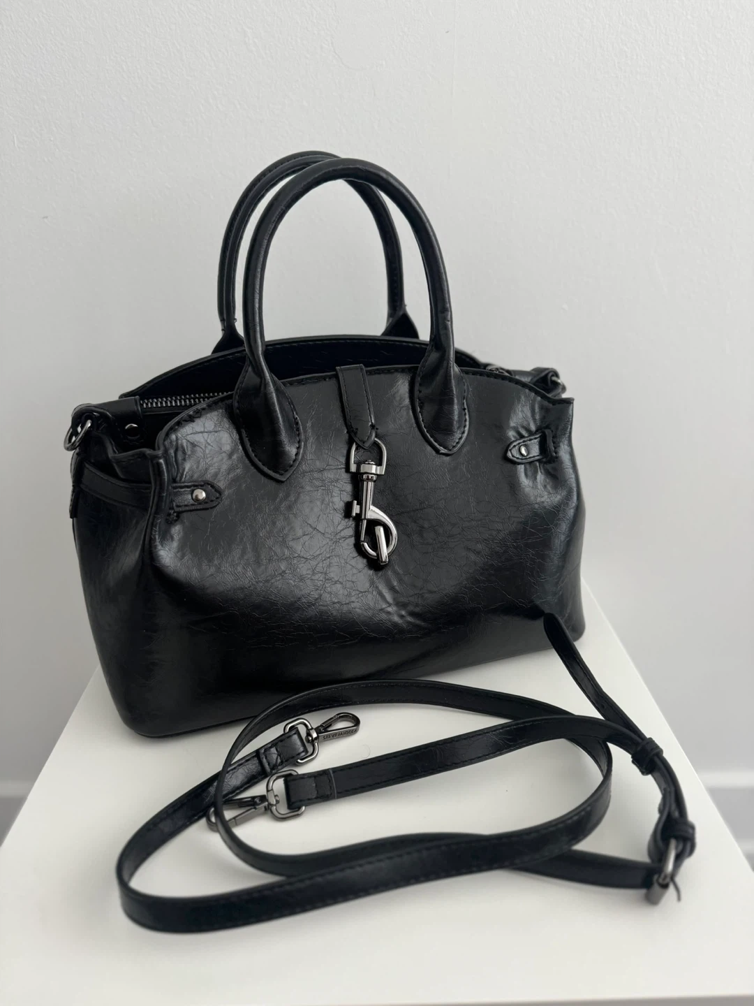Black Steve Madden Satchel Purse with Shoulder Strap - photo 2