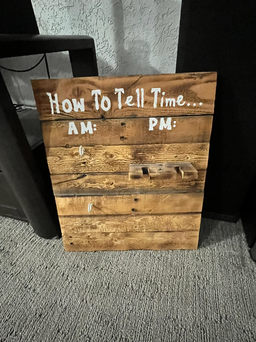 Handmade "How To Tell Time" Wooden Sign