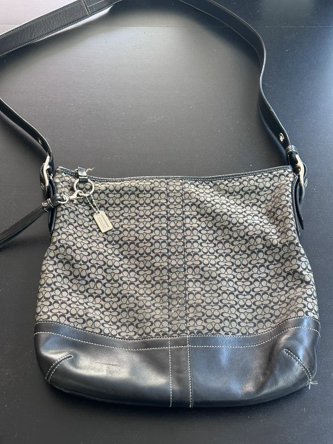 Coach Signature Canvas & Leather Shoulder Bag