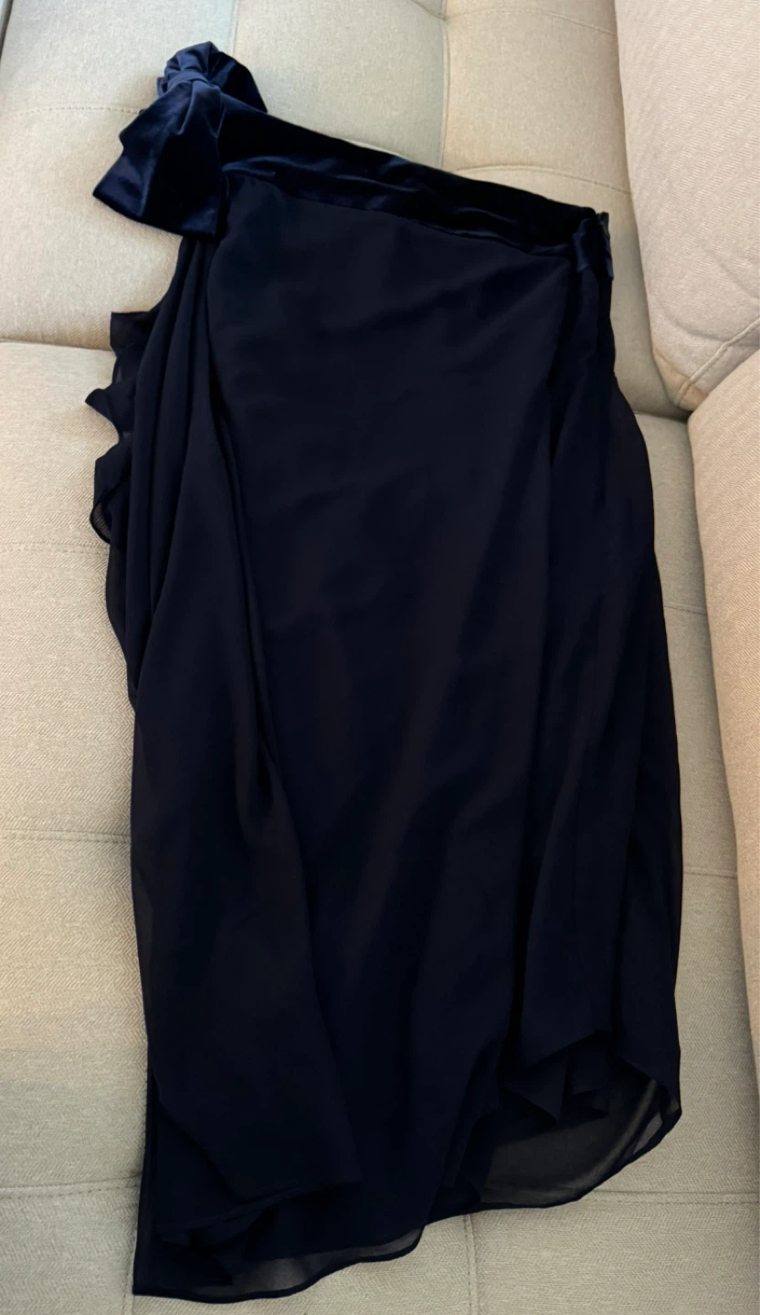 Ralph Lauren navy one-shoulder cocktail dress - photo 2