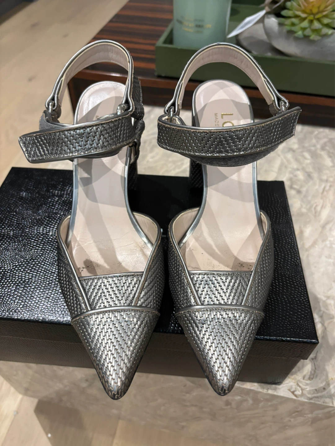 Lodi Silver Metallic Heels/Made in Spain