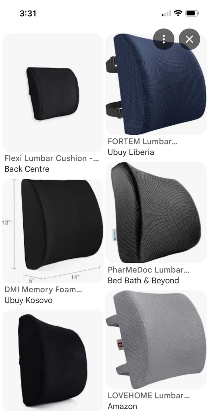 Black Memory Foam Lumbar Support Pillow with Straps