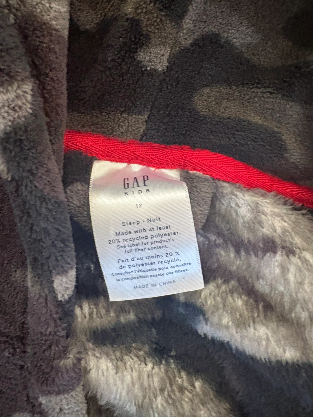 GAP Kids Camo Fleece Robe Size 12 - photo 2