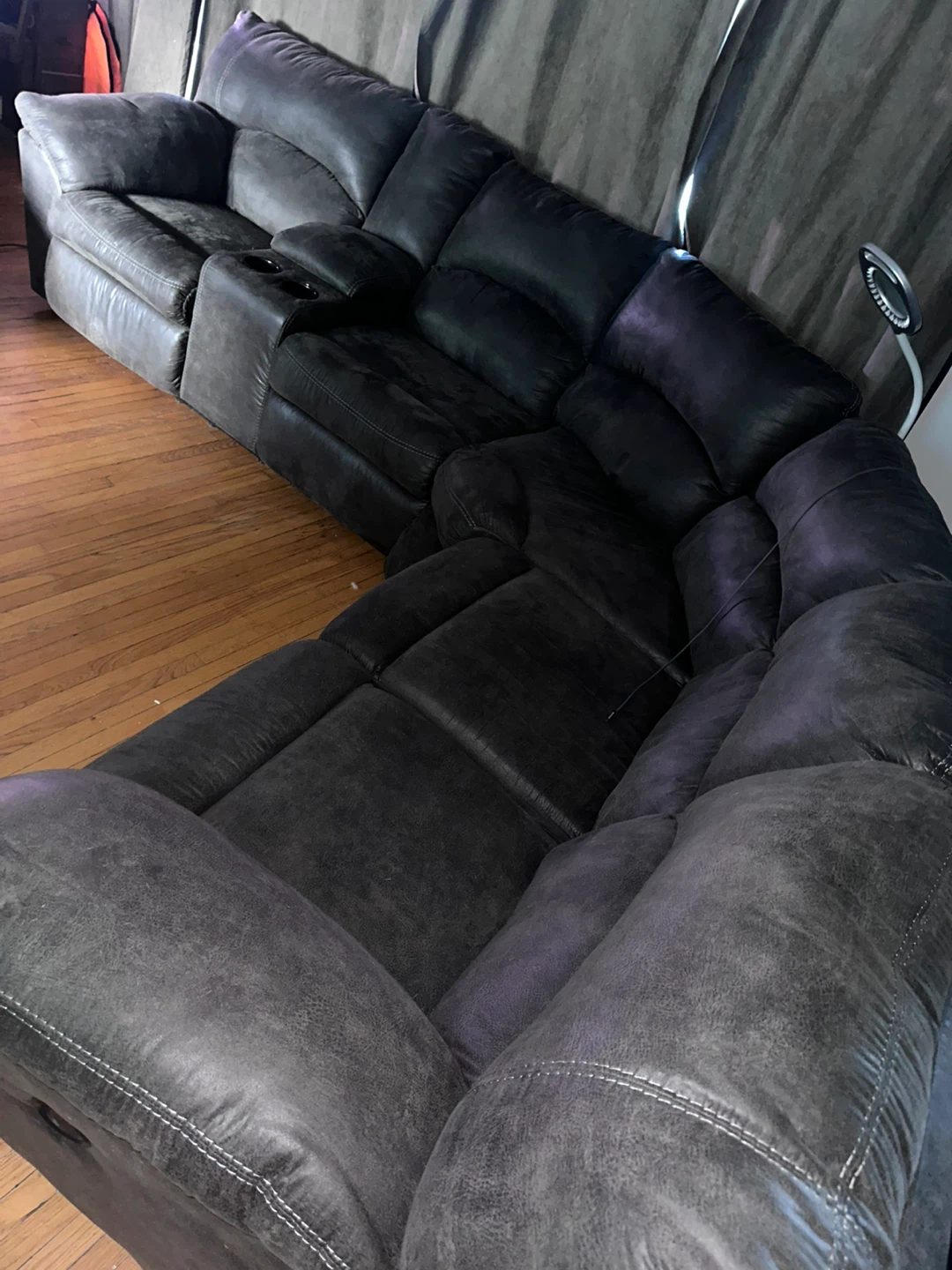 Grey Sectional Recliner Sofa with Cup Holders - photo 5