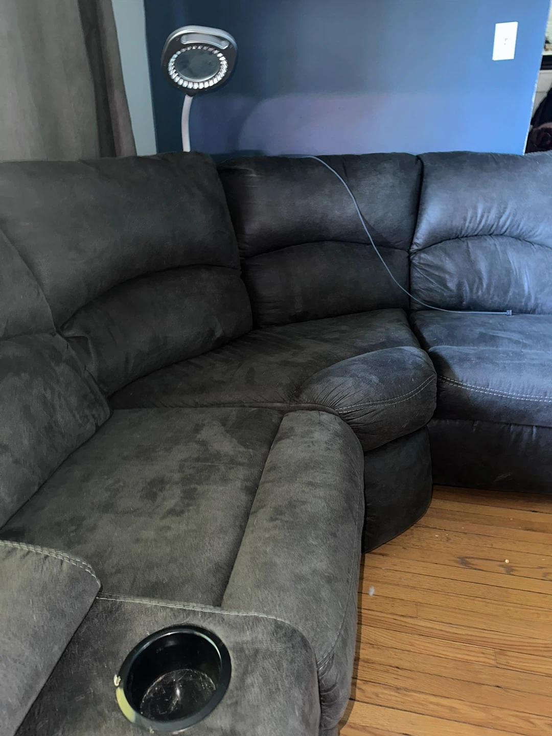 Grey Sectional Recliner Sofa with Cup Holders - photo 3