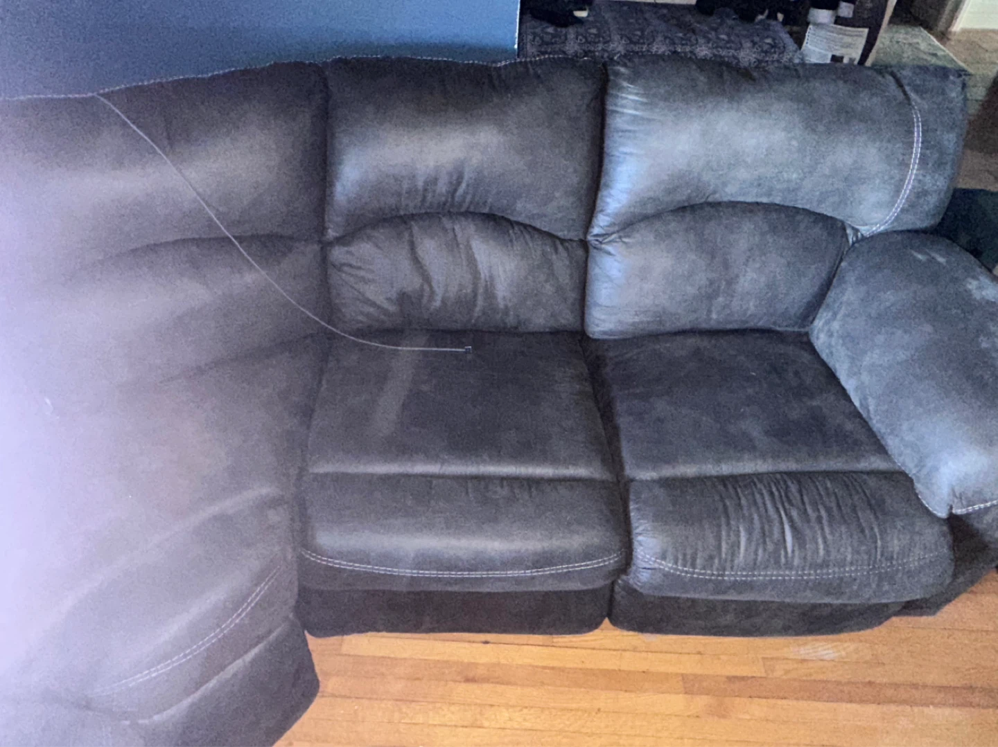 Grey Sectional Recliner Sofa with Cup Holders - photo 2