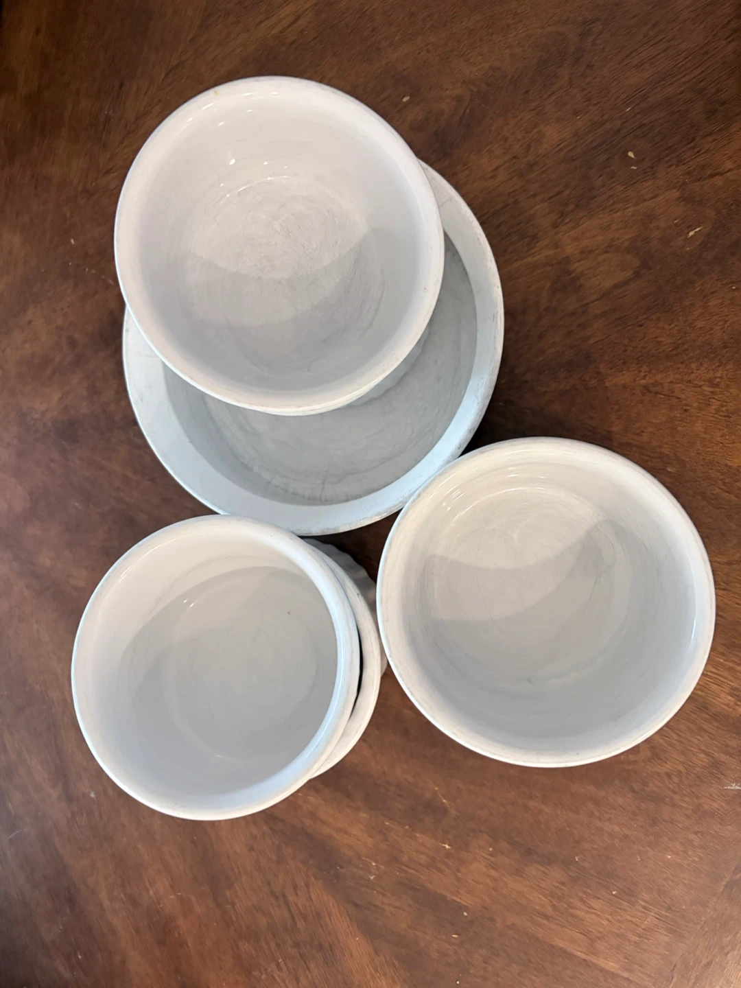 White Ramekins Set with Baking Dish
