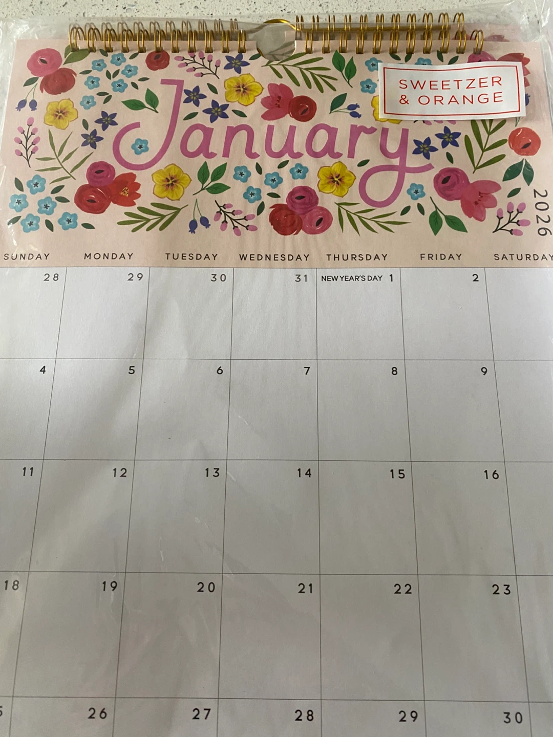 Sweetzer & Orange 2026 Floral Wall Calendar