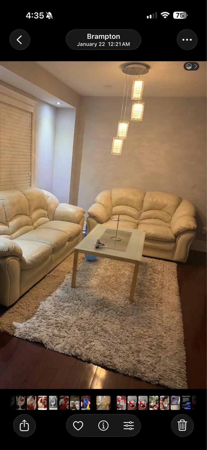 Cream Leather Sofa Set