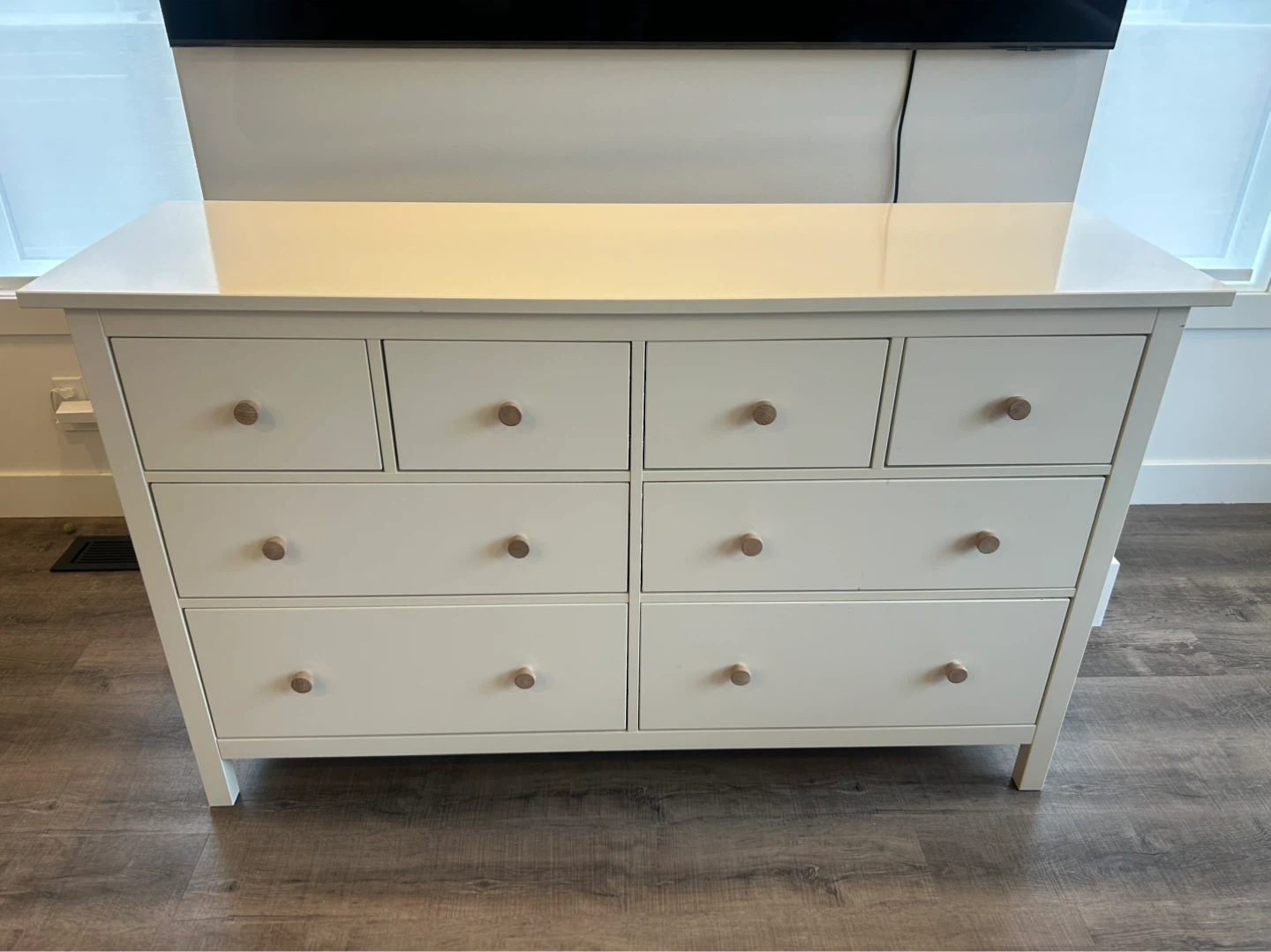 IKEA HEMNES White dresser with wooden knobs