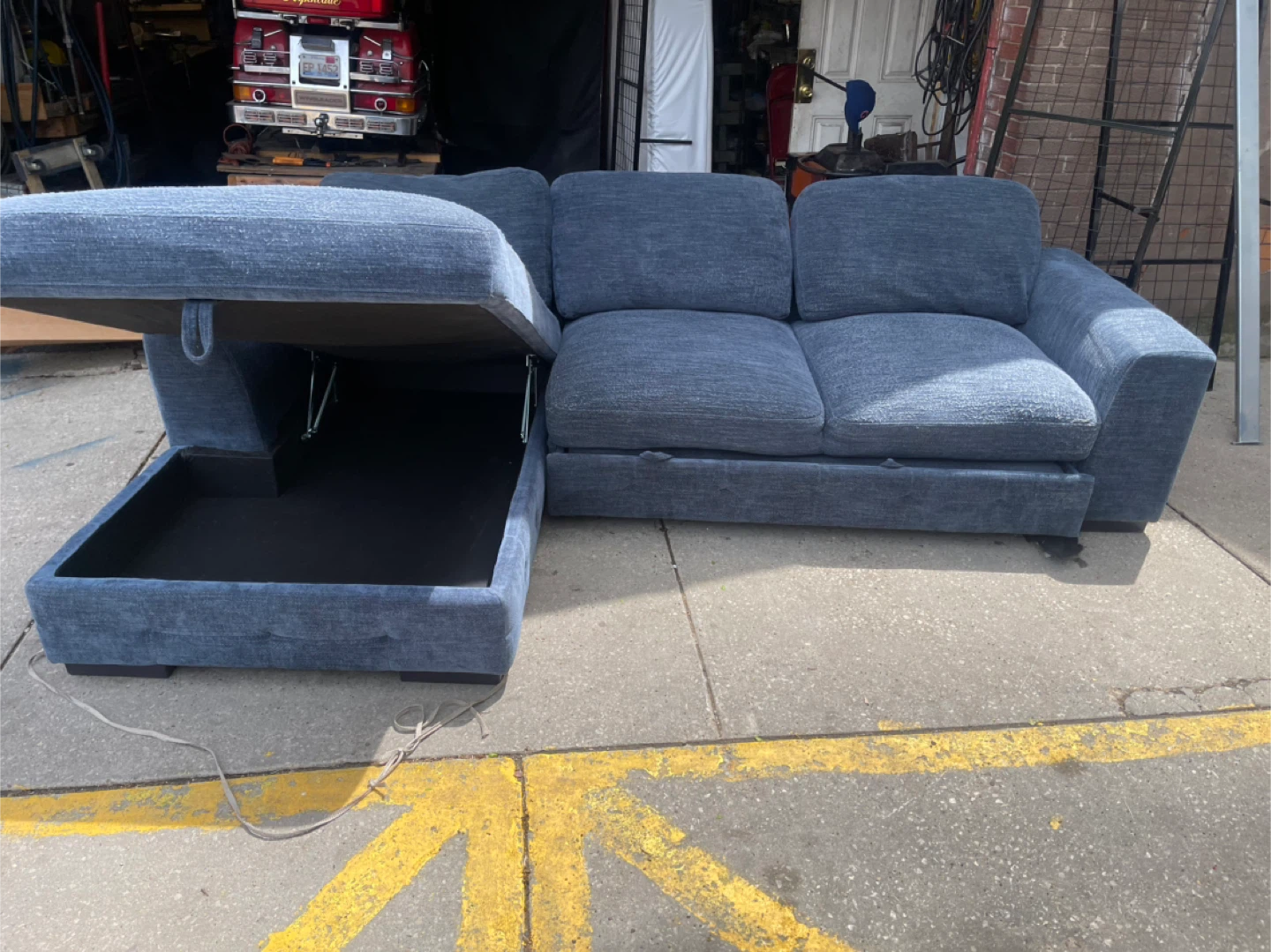 Blue Sectional Sofa with Storage Ottoman - photo 2