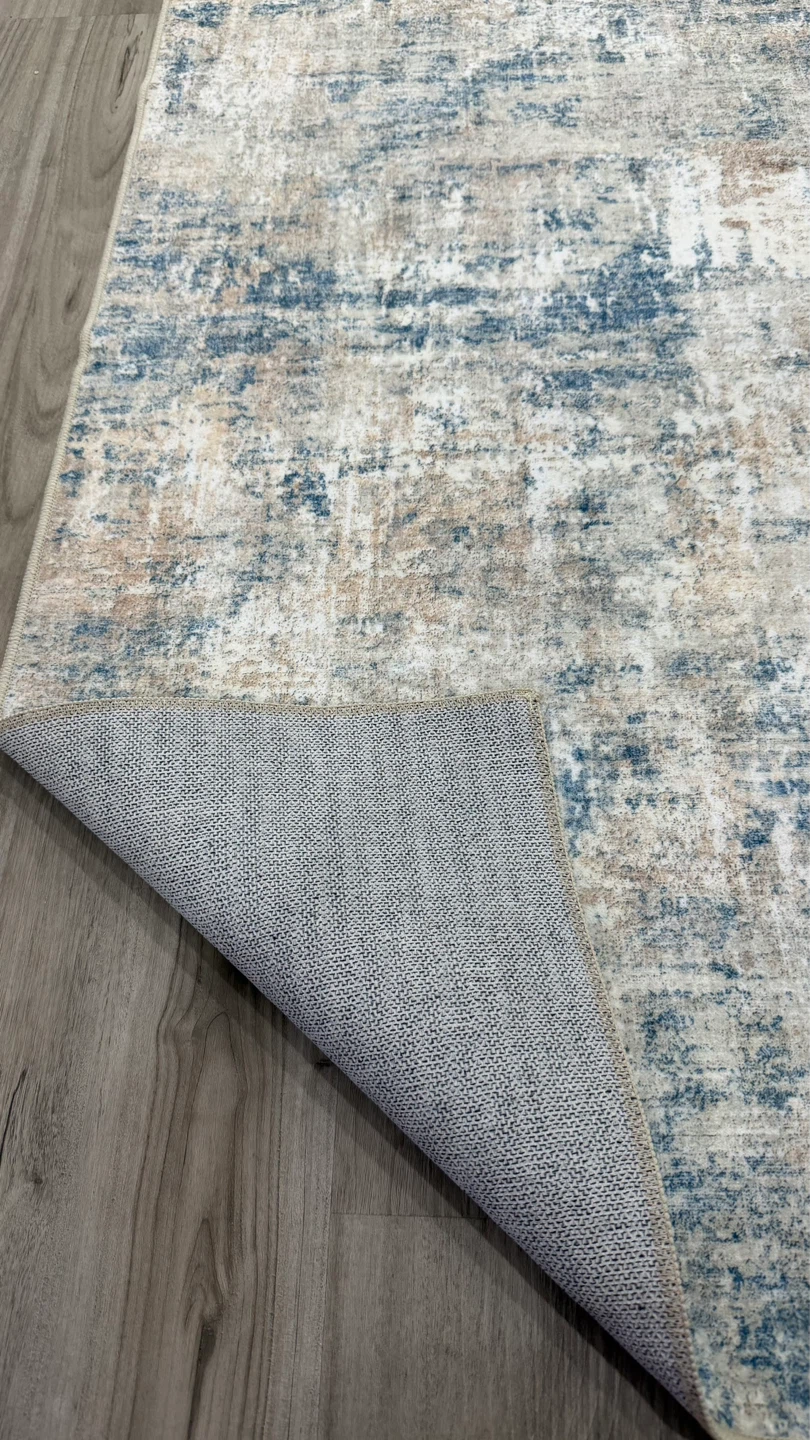 Indoor Area Rug Runner - Abstract Blue & Beige - photo 5