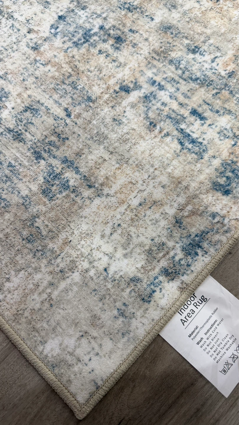 Indoor Area Rug Runner - Abstract Blue & Beige - photo 4