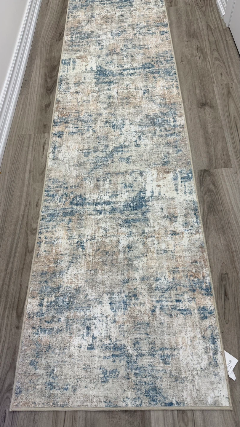 Indoor Area Rug Runner - Abstract Blue & Beige - photo 3