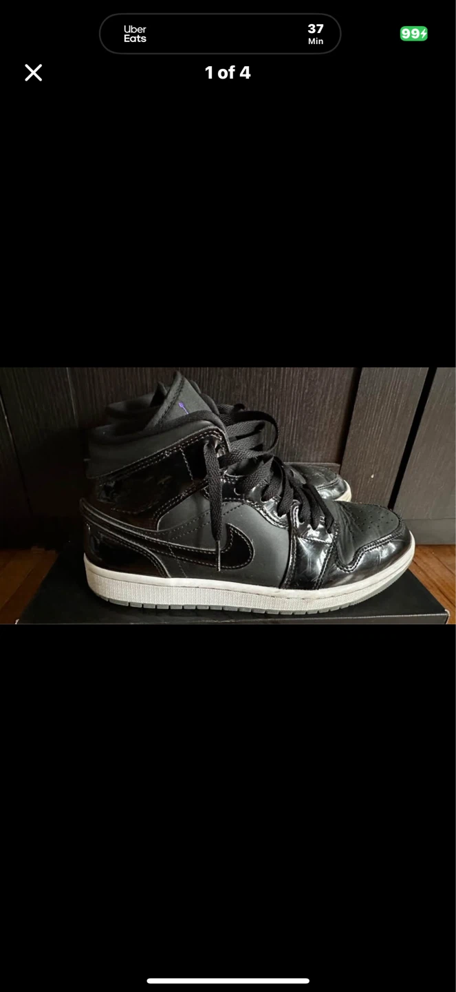 Air Jordan 1 Mid Black Patent Sneakers