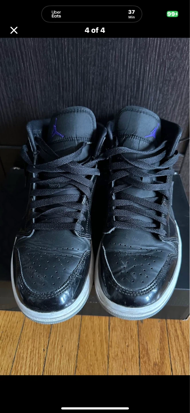Air Jordan 1 Mid Black Patent Sneakers - photo 2