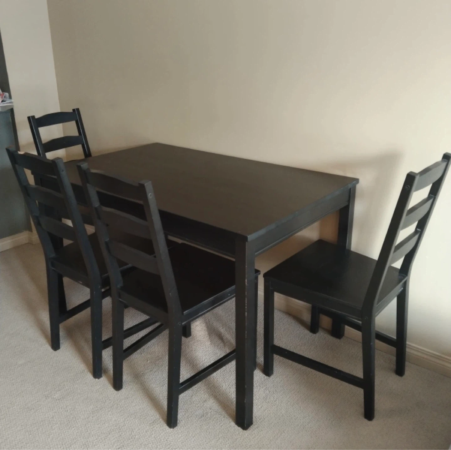 Dark Wood Dining Table with 4 Chairs