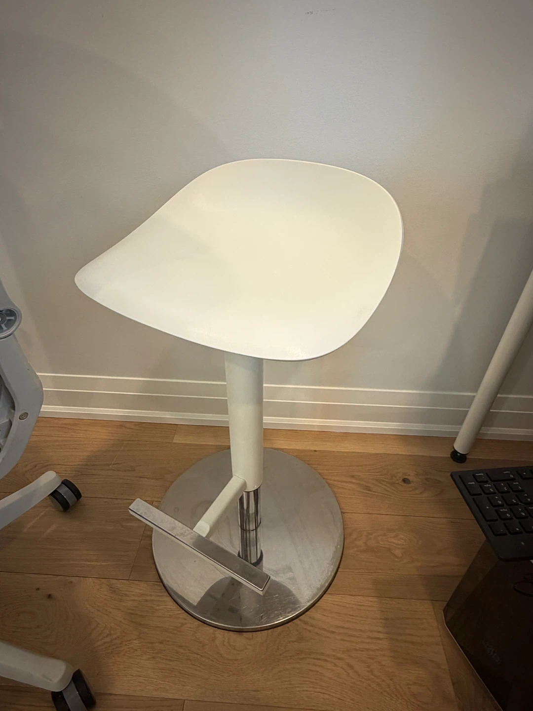 White Bar Stool with Chrome Base