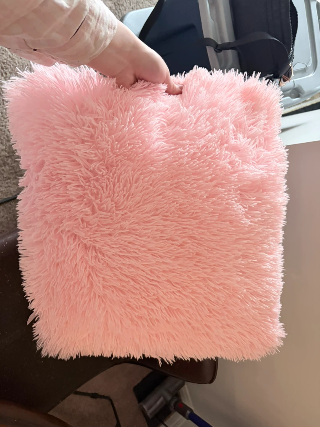 Pink Faux Fur Throw Pillow - photo 2