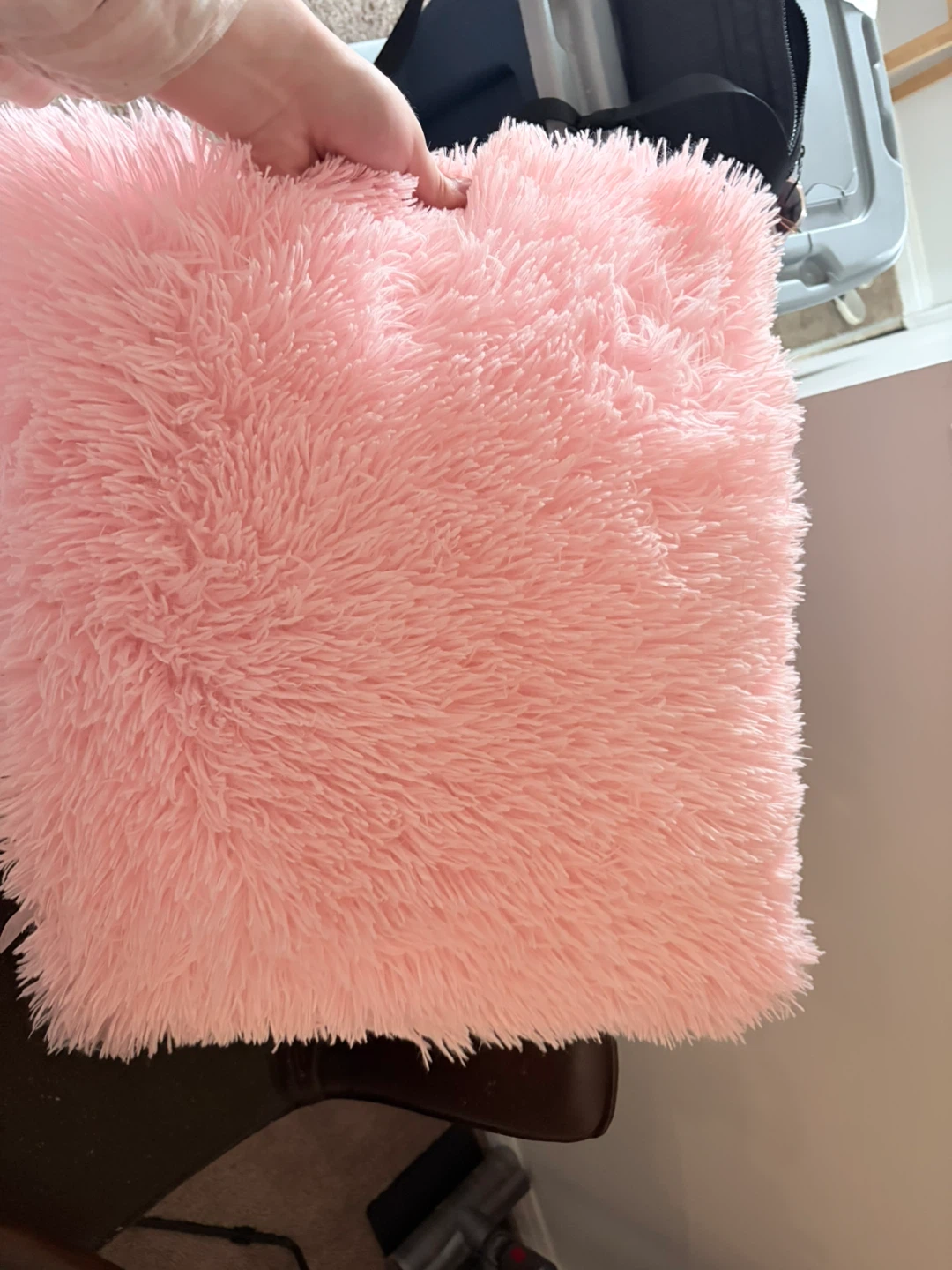 Pink Faux Fur Throw Pillow