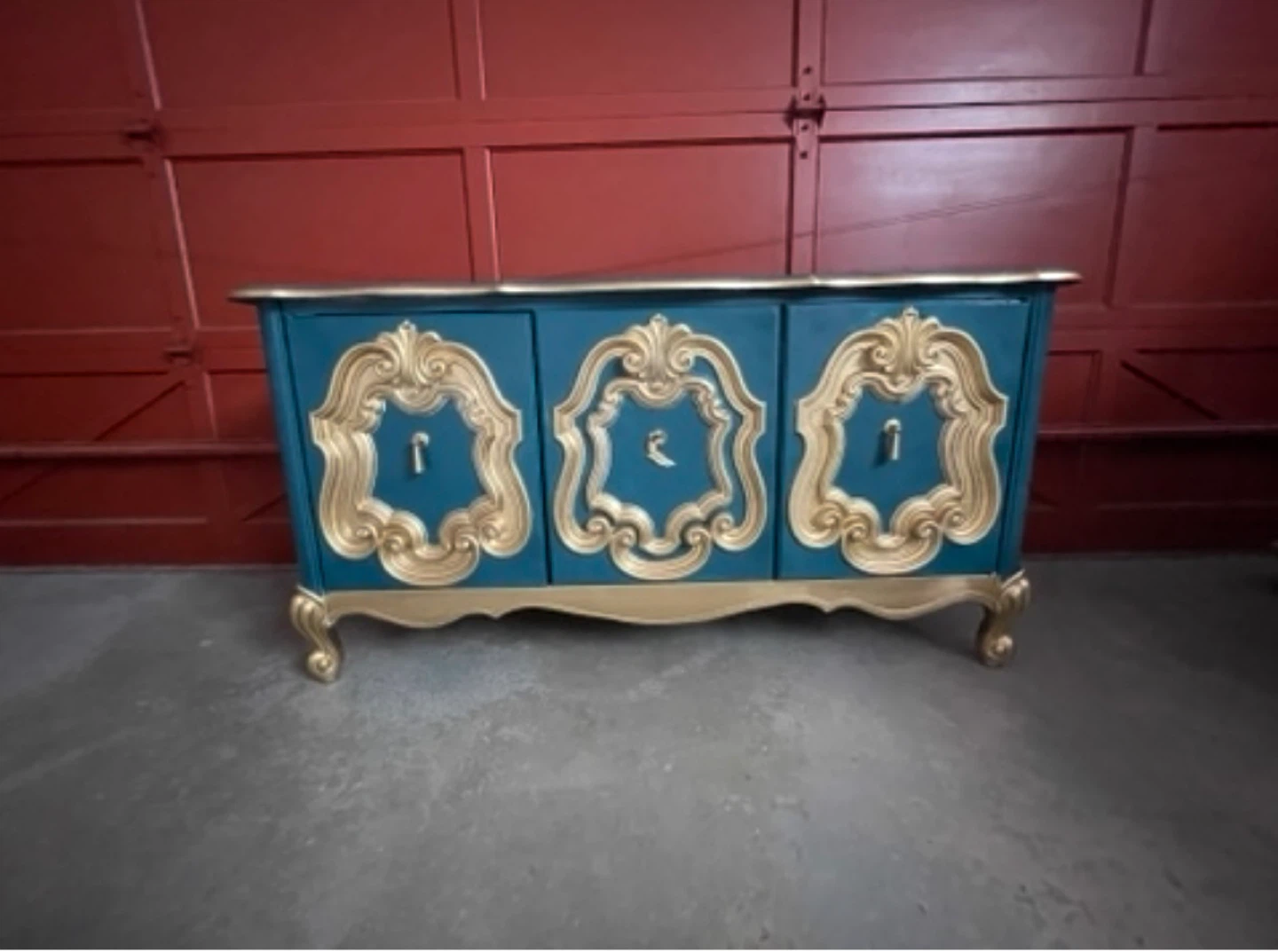 Teal and Gold Accent Cabinet - photo 3