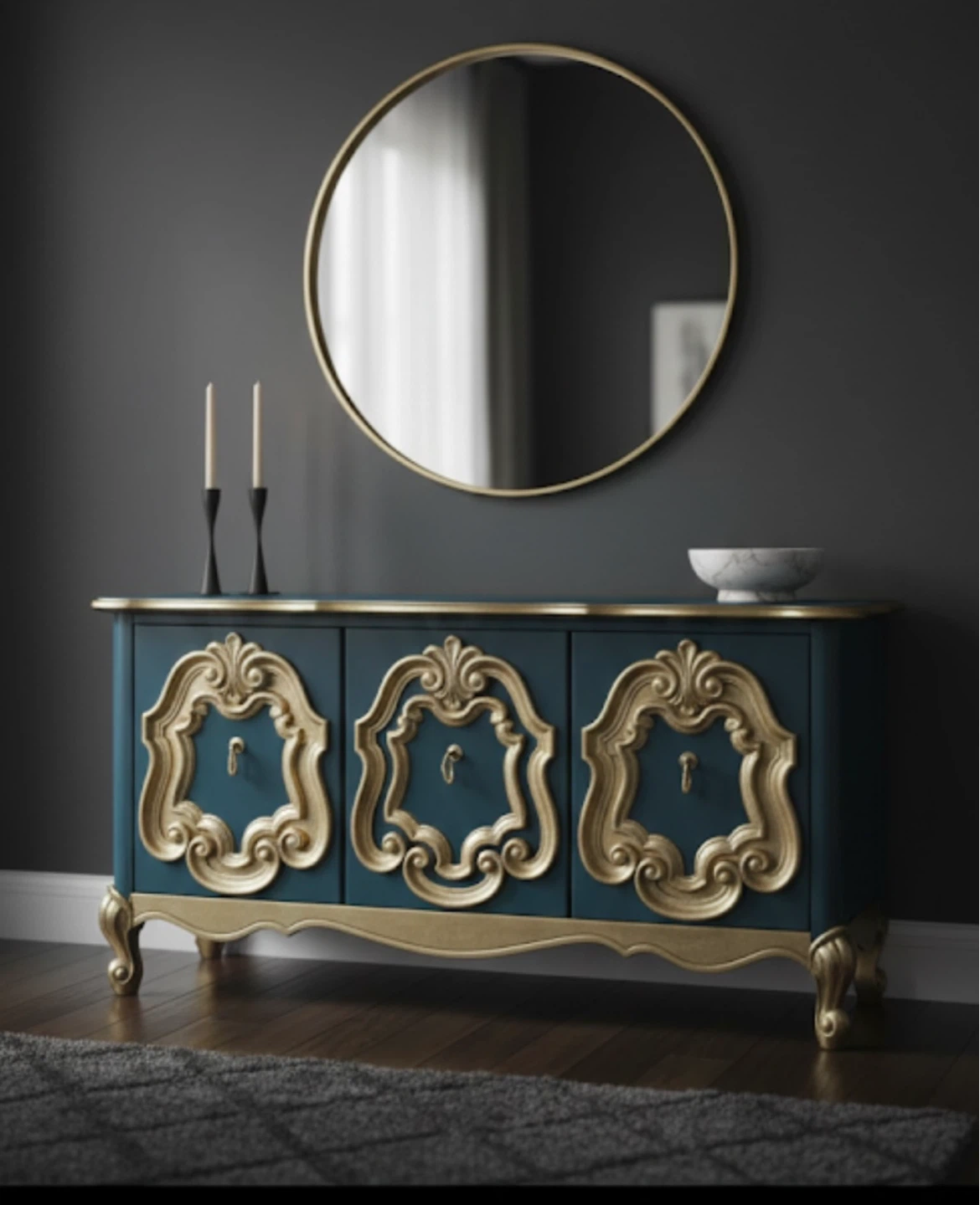 Teal and Gold Accent Cabinet - photo 5
