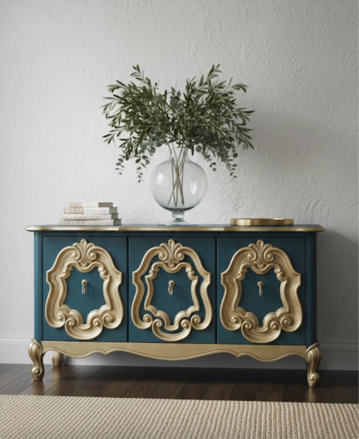 Teal and Gold Accent Cabinet - photo 2