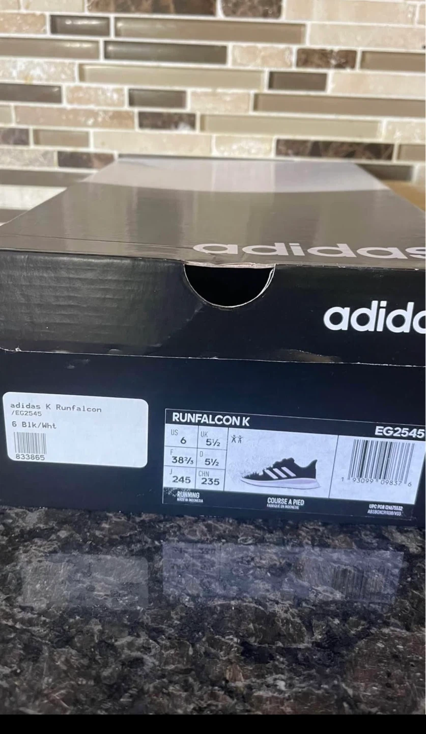 Adidas K Runfalcon K Running Shoes Black/White Size 6 Kids