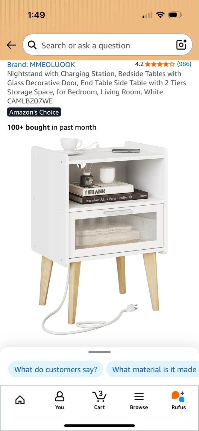 White night stand with charging ports - photo 4