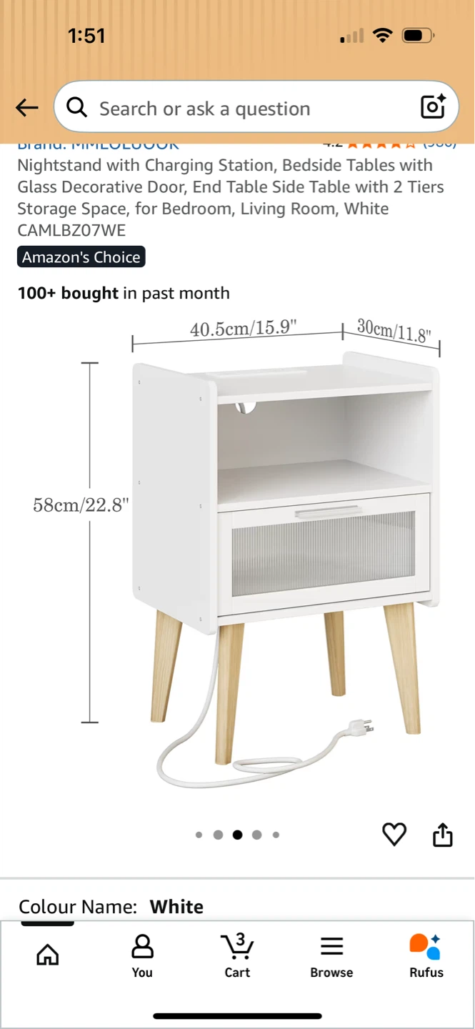 White night stand with charging ports - photo 5